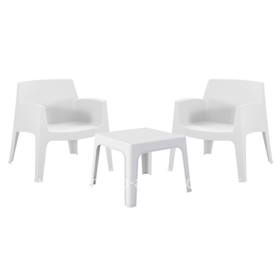 LOUNGE SET 3PCS SLEEK HM21274.01 WHITE POLYPROPYLENE