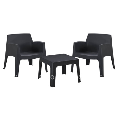 LOUNGE SET 3PCS SLEEK HM21274.02 BLACK POLYPROPYLENE