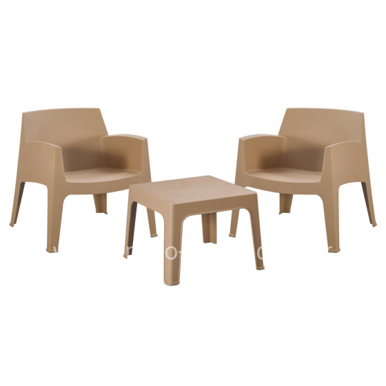 LOUNGE SET 3PCS SLEEK HM21274.03 POLYPROPYLENE IN CAPPUCCINO COLOR