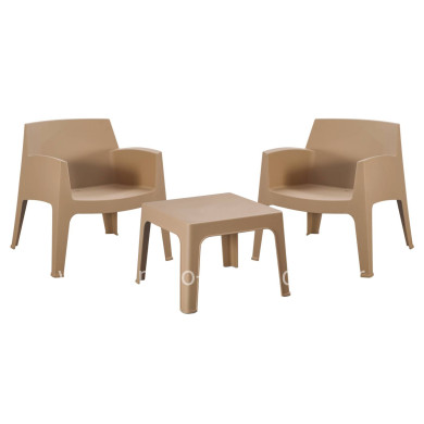 LOUNGE SET 3PCS SLEEK HM21274.03 POLYPROPYLENE IN CAPPUCCINO COLOR