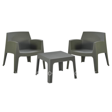 LOUNGE SET 3PCS SLEEK HM21274.05 DARK OLIVE GREEN POLYPROPYLENE