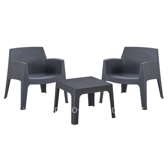 LOUNGE SET 3PCS SLEEK HM21274.10 GREY POLYPROPYLENE