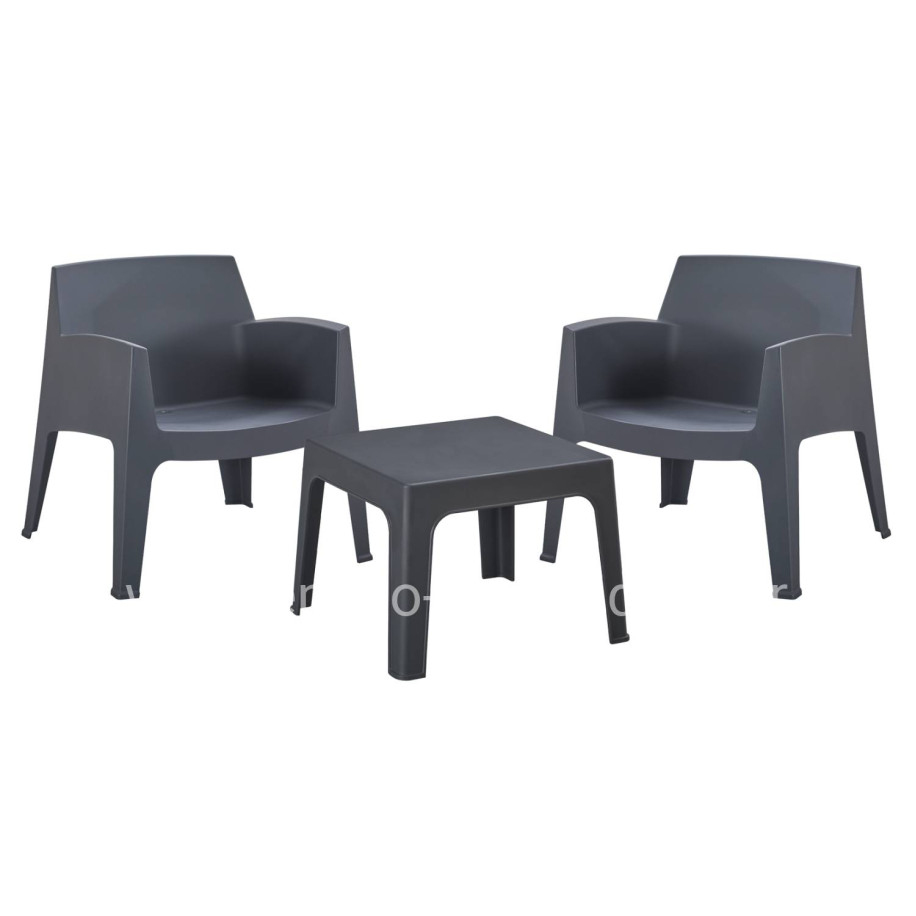 LOUNGE SET 3PCS SLEEK HM21274.10 GREY POLYPROPYLENE