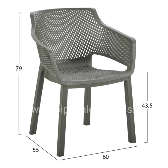 POLYPROPYLENE DINING ARMCHAIR PEGGY HM6368.05 DARK OLIVE GREEN 60x55x79Hcm.