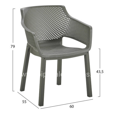 POLYPROPYLENE DINING ARMCHAIR PEGGY HM6368.05 DARK OLIVE GREEN 60x55x79Hcm.