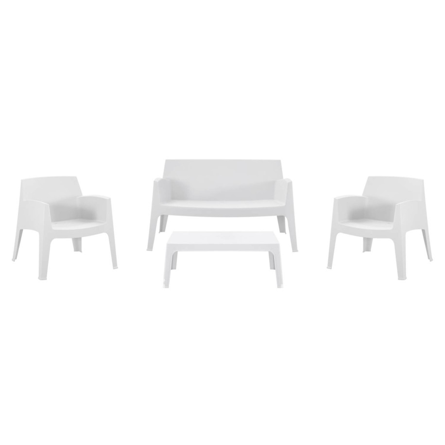 LOUNGE SET 4PCS SLEEK HM21275.01 POLYPROPYLENE IN WHITE