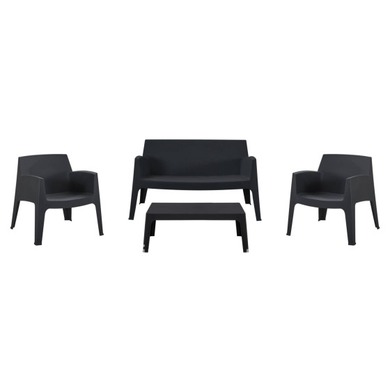 LOUNGE SET 4PCS SLEEK HM21275.02 POLYPROPYLENE IN BLACK