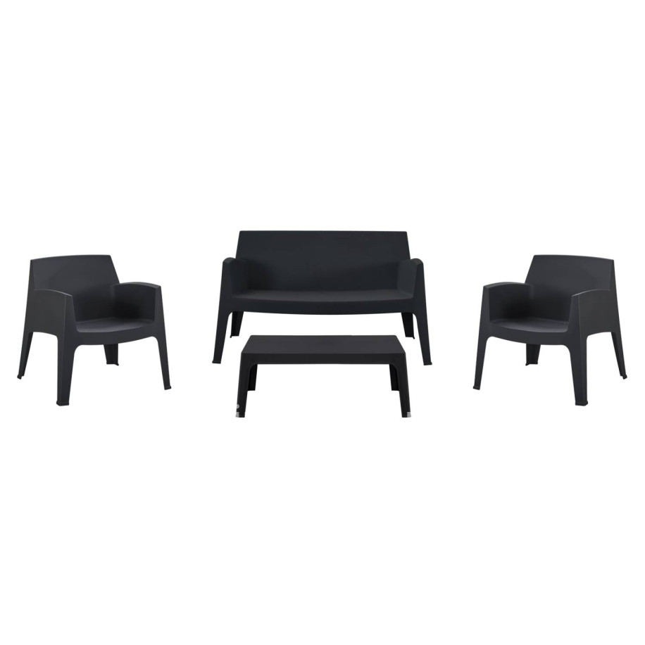 LOUNGE SET 4PCS SLEEK HM21275.02 POLYPROPYLENE IN BLACK