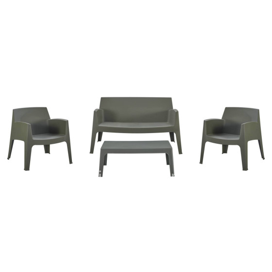 LOUNGE SET 4PCS SLEEK HM21275.05 POLYPROPYLENE IN DARK OLIVE GREEN