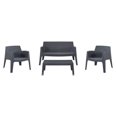 LOUNGE SET 4PCS SLEEK HM21275.10 POLYPROPYLENE IN GREY