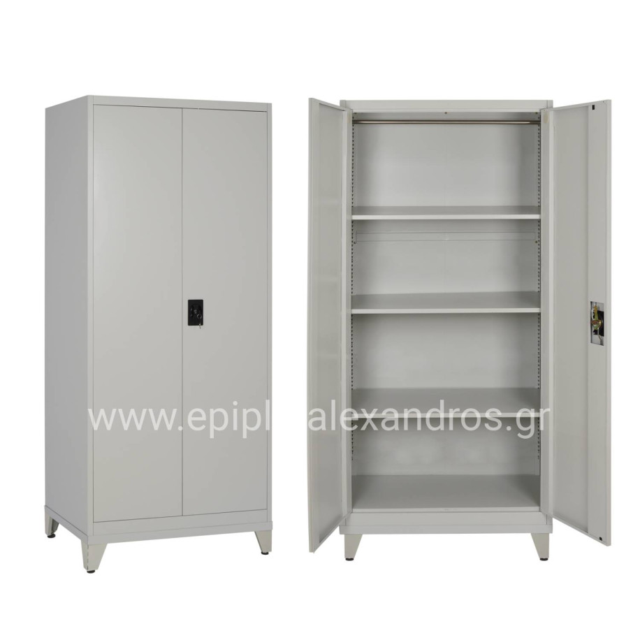 CLOSET 2-LEAF METAL HRONDA HM21287.01 WITH 3 SHELVES-KEYLOCK & LEGS 70x40x180Hcm.