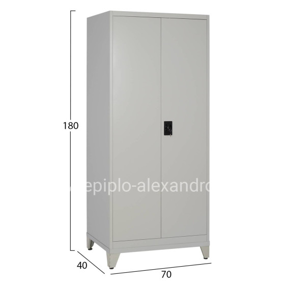 CLOSET 2-LEAF METAL HRONDA HM21287.01 WITH 3 SHELVES-KEYLOCK & LEGS 70x40x180Hcm.