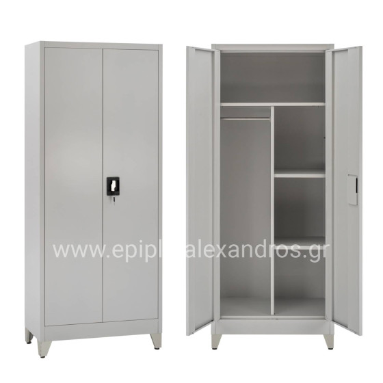 CLOSET 2-LEAF METAL HRONDA HM21287.02 WITH DIVIDER-KEYLOCK & LEGS 70x40x180Hcm.