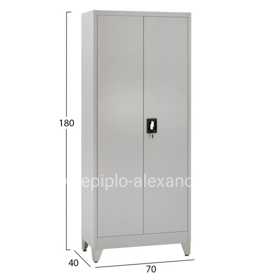 CLOSET 2-LEAF METAL HRONDA HM21287.02 WITH DIVIDER-KEYLOCK & LEGS 70x40x180Hcm.