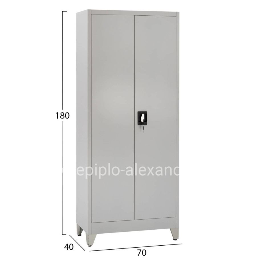 CLOSET 2-LEAF METAL HRONDA HM21287.02 WITH DIVIDER-KEYLOCK & LEGS 70x40x180Hcm.