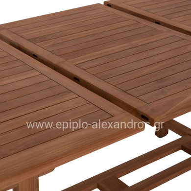 DINING TABLE EXTENDABLE CRANDER HM6376 TEAK WOOD IN NATURAL COLOR 180-240x100x76Hcm.