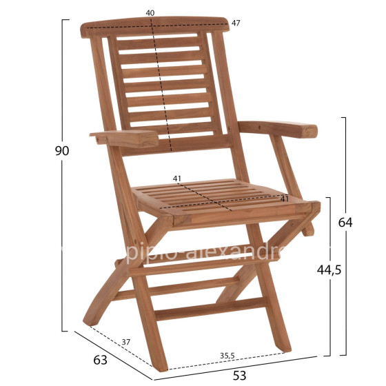 DINING CHAIR FOLDABLE CRANDER HM6377 TEAK WOOD 53x63x90Hcm.
