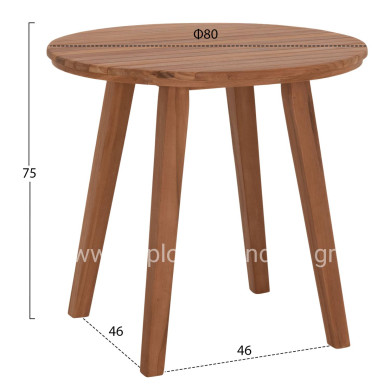 DINING TABLE ROUND DANTE HM6379 TEAK WOOD Φ80x75Hcm.