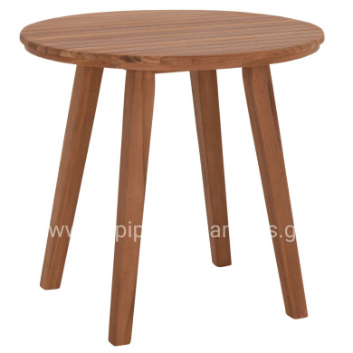 TΡΑΠΕΖΙ ΤΡΑΠΕΖΑΡΙΑΣ ΣΤΡΟΓΓΥΛΟ DANTE HM6379 ΞΥΛΟ TEAK Φ80x75Υεκ.