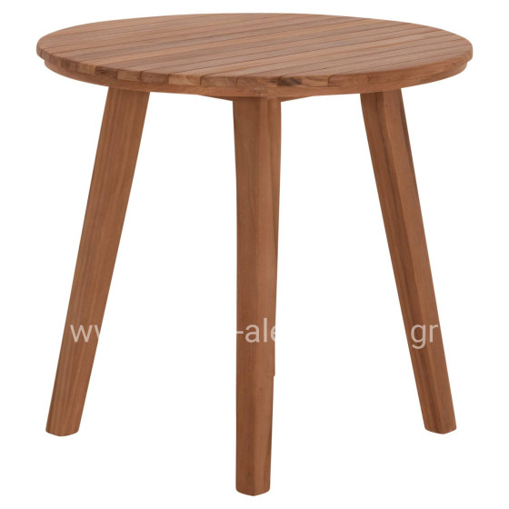 TΡΑΠΕΖΙ ΤΡΑΠΕΖΑΡΙΑΣ ΣΤΡΟΓΓΥΛΟ DANTE HM6379 ΞΥΛΟ TEAK Φ80x75Υεκ.