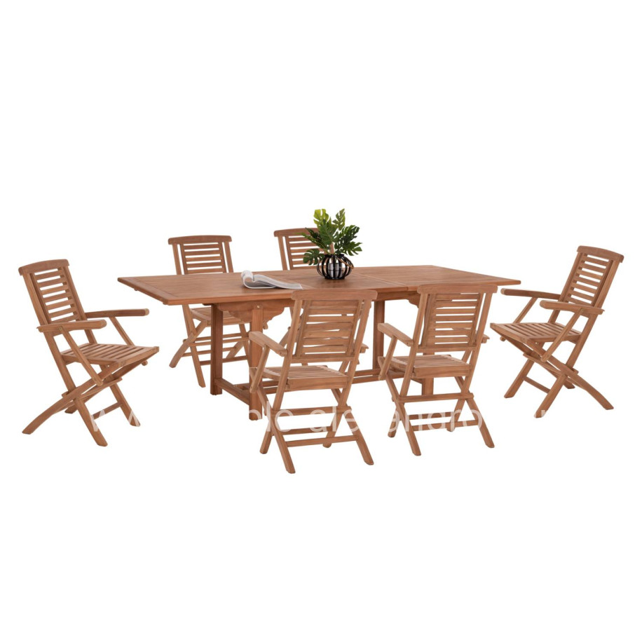 ΣΕΤ ΤΡΑΠΕΖΑΡΙΑΣ CRANDER HM21288 ΤΡΑΠΕΖΙ & 6 ΠΟΛΥΘΡΟΝΕΣ ΠΤΥΣΣΟΜΕΝΕΣ-ΤΕΑΚ