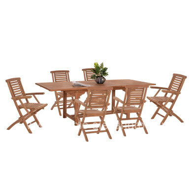 ΣΕΤ ΤΡΑΠΕΖΑΡΙΑΣ CRANDER HM21288 ΤΡΑΠΕΖΙ & 6 ΠΟΛΥΘΡΟΝΕΣ ΠΤΥΣΣΟΜΕΝΕΣ-ΤΕΑΚ