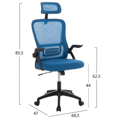 OFFICE CHAIR BLAZER HM1205.03 BLUE MESH FABRIC--BLACK ARMS 60x58x110-130Hcm.