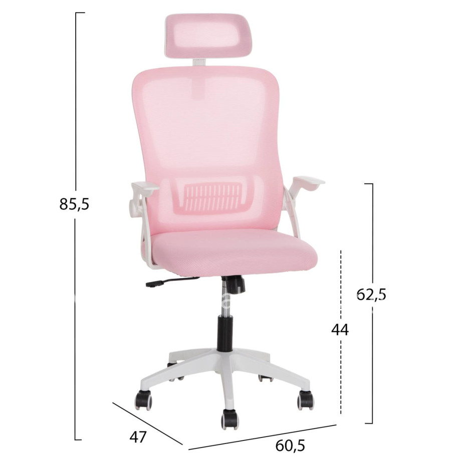 OFFICE CHAIR BLAZER HM1205.04 PINK MESH FABRIC--WHITE ARMS 60x58x110-130Hcm.