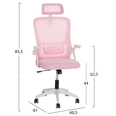 OFFICE CHAIR BLAZER HM1205.04 PINK MESH FABRIC--WHITE ARMS 60x58x110-130Hcm.