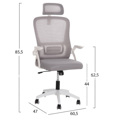 OFFICE CHAIR BLAZER HM1205.02 GREY MESH FABRIC--WHITE ARMS 60x58x110-130Hcm.
