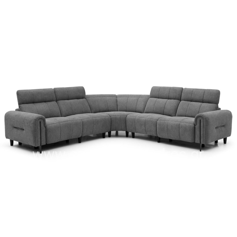 CORNER SOFA WITH 2 RECLINE SEATS ORACLE HM3290.01 GREY FABRIC 260x260x90(seat depth)x94Hcm.