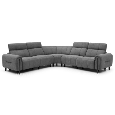 CORNER SOFA WITH 2 RECLINE SEATS ORACLE HM3290.01 GREY FABRIC 260x260x90(seat depth)x94Hcm.