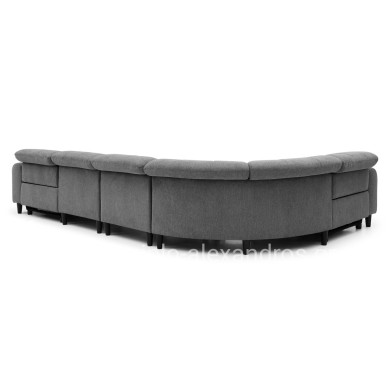 CORNER SOFA WITH 2 RECLINE SEATS ORACLE HM3290.01 GREY FABRIC 260x260x90(seat depth)x94Hcm.