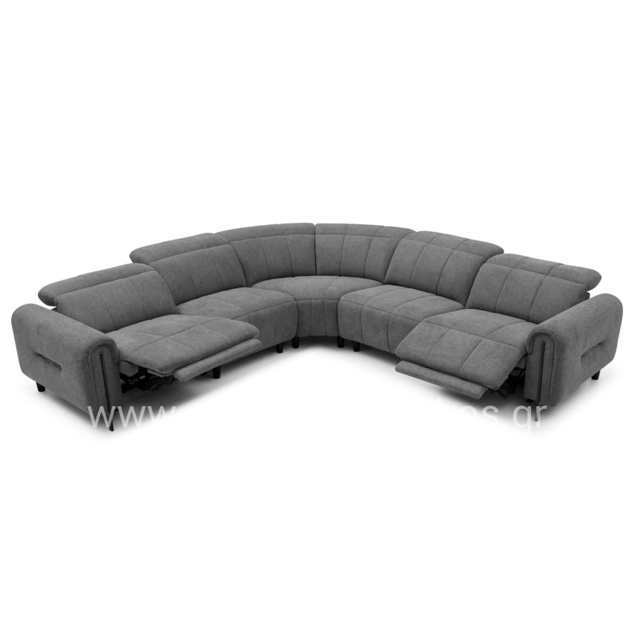 CORNER SOFA WITH 2 RECLINE SEATS ORACLE HM3290.01 GREY FABRIC 260x260x90(seat depth)x94Hcm.