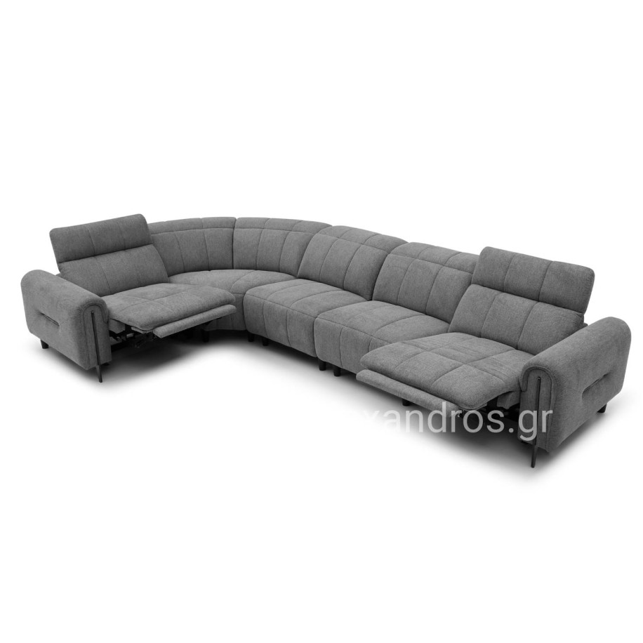 CORNER SOFA WITH 2 RECLINE SEATS ORACLE HM3290.01 GREY FABRIC 260x260x90(seat depth)x94Hcm.