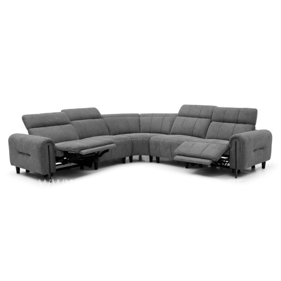 CORNER SOFA WITH 2 RECLINE SEATS ORACLE HM3290.01 GREY FABRIC 260x260x90(seat depth)x94Hcm.