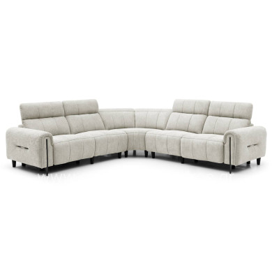 CORNER SOFA WITH 2 RECLINE SEATS ORACLE HM3290.02 BEIGE FABRIC 260x260x90(seat depth)x94Hcm.