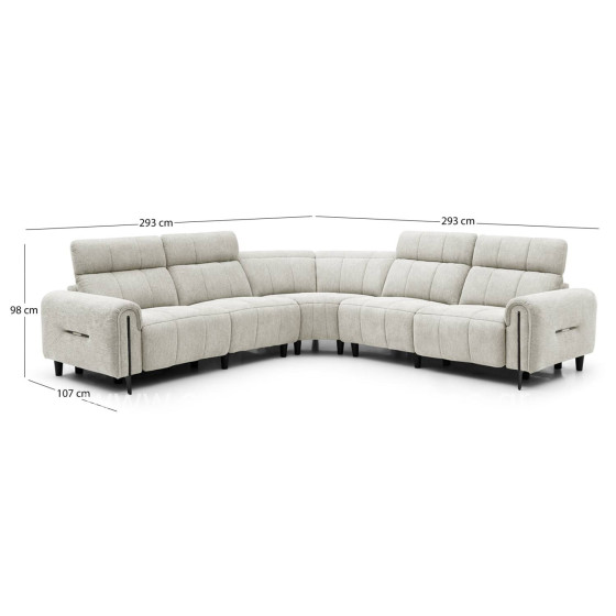 CORNER SOFA WITH 2 RECLINE SEATS ORACLE HM3290.02 BEIGE FABRIC 260x260x90(seat depth)x94Hcm.