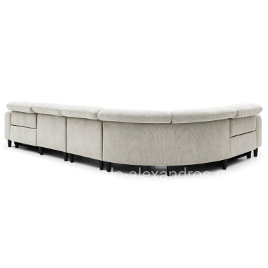 CORNER SOFA WITH 2 RECLINE SEATS ORACLE HM3290.02 BEIGE FABRIC 260x260x90(seat depth)x94Hcm.