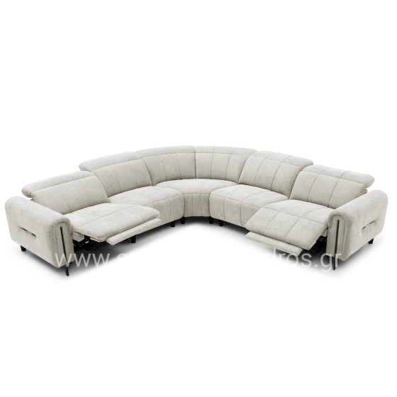 CORNER SOFA WITH 2 RECLINE SEATS ORACLE HM3290.02 BEIGE FABRIC 260x260x90(seat depth)x94Hcm.