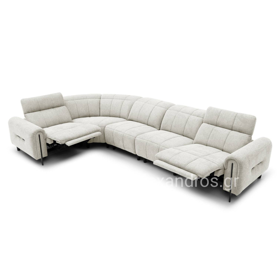 CORNER SOFA WITH 2 RECLINE SEATS ORACLE HM3290.02 BEIGE FABRIC 260x260x90(seat depth)x94Hcm.