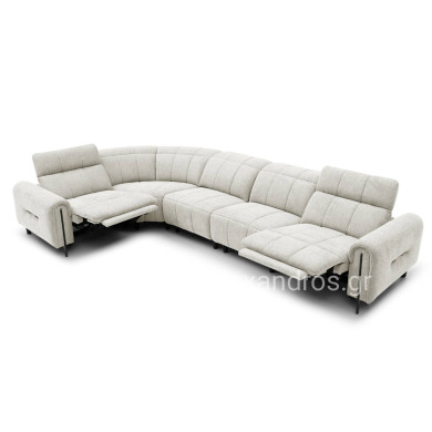 CORNER SOFA WITH 2 RECLINE SEATS ORACLE HM3290.02 BEIGE FABRIC 260x260x90(seat depth)x94Hcm.