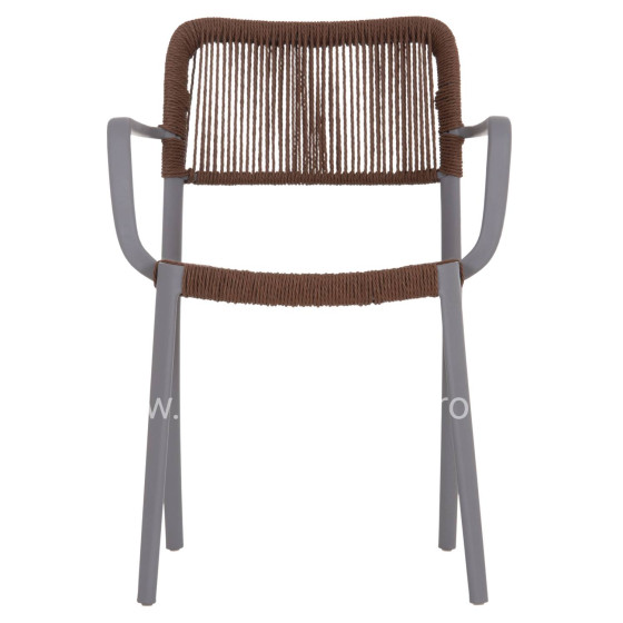 OUTDOOR DINING CHAIR STRIDER HM6391.03 GREY POLYPROPYLENE--BROWN ROPE 57x53x80Hcm.
