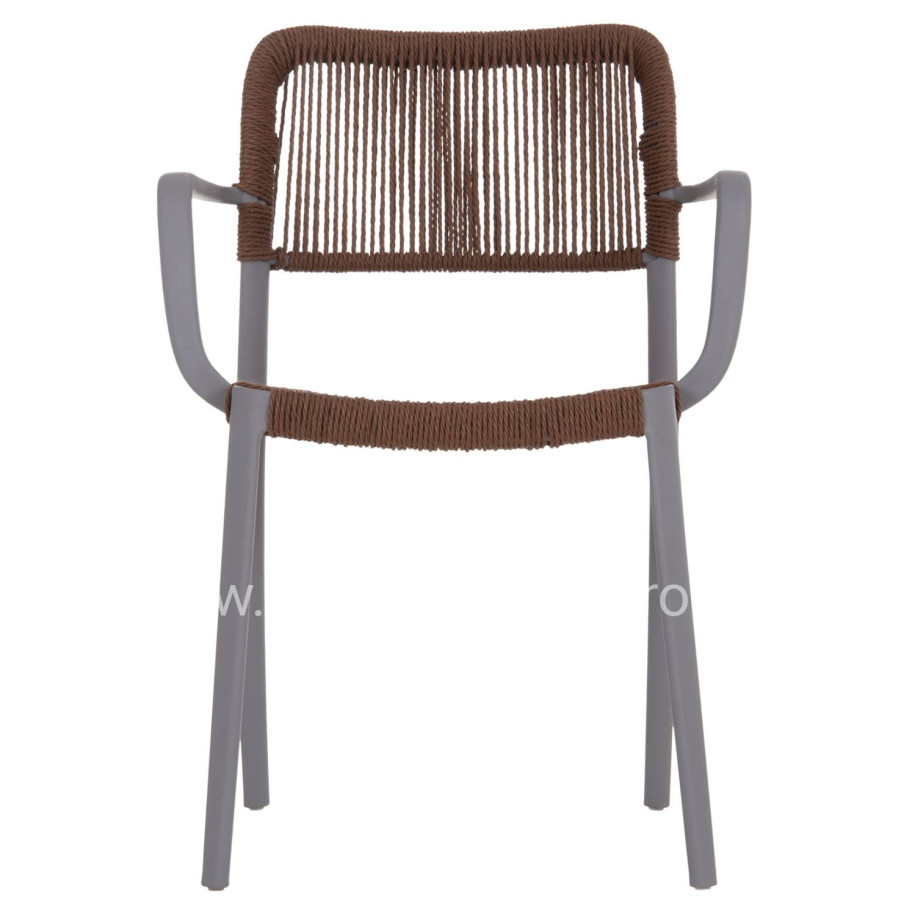 OUTDOOR DINING CHAIR STRIDER HM6391.03 GREY POLYPROPYLENE--BROWN ROPE 57x53x80Hcm.