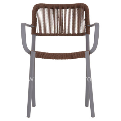 OUTDOOR DINING CHAIR STRIDER HM6391.03 GREY POLYPROPYLENE--BROWN ROPE 57x53x80Hcm.