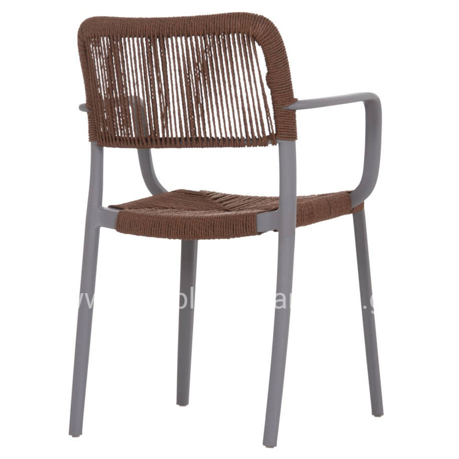 OUTDOOR DINING CHAIR STRIDER HM6391.03 GREY POLYPROPYLENE--BROWN ROPE 57x53x80Hcm.