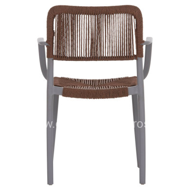 OUTDOOR DINING CHAIR STRIDER HM6391.03 GREY POLYPROPYLENE--BROWN ROPE 57x53x80Hcm.