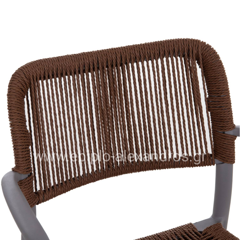 OUTDOOR DINING CHAIR STRIDER HM6391.03 GREY POLYPROPYLENE--BROWN ROPE 57x53x80Hcm.