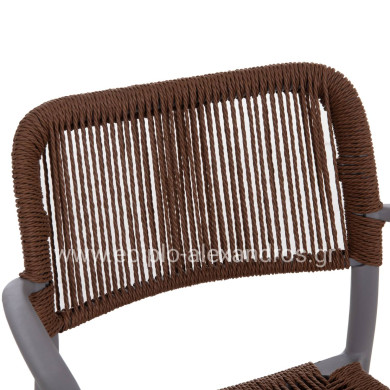 OUTDOOR DINING CHAIR STRIDER HM6391.03 GREY POLYPROPYLENE--BROWN ROPE 57x53x80Hcm.