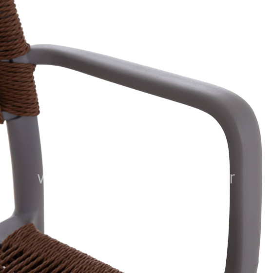 OUTDOOR DINING CHAIR STRIDER HM6391.03 GREY POLYPROPYLENE--BROWN ROPE 57x53x80Hcm.